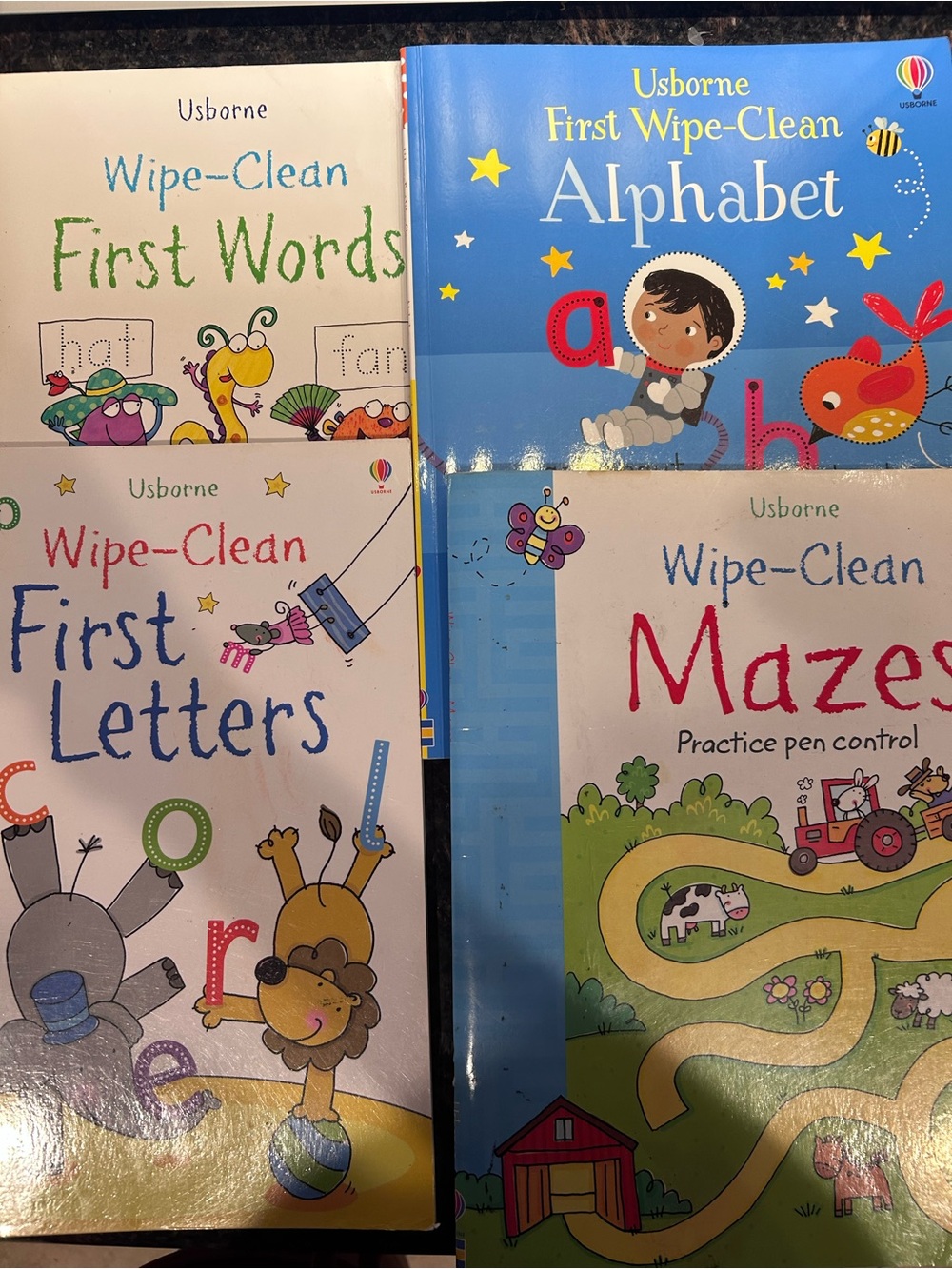 Usborne Wipe-Clean Learning Books - Blue/White/Red/Green